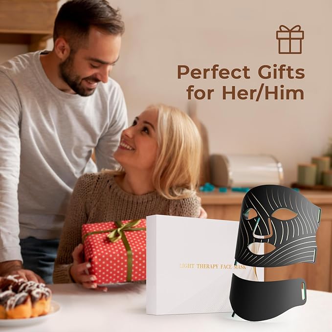 Red Light Therapy for Face,LED Face Mask Light Therapy,USB C Rechargeable,Infrared Light Therapy Mask LED Silicone Mask