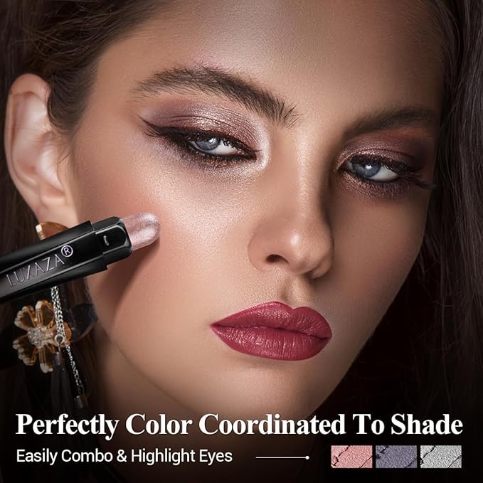 Plum Eyeshadow Stick Makeup Set 6PCS, Neutral Shimmer And Matte Cream Eye Shadow Palette, Metallic Bronze Smoky Eyeliner Brightener Crayon Pencil Kit, Ideal Gift for Women -Astral Dawn