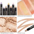 evpct 4Pcs Cream Eye Shadow Brightener Sticks Set for Eyes, Light Khaki Bronze Desert Beige Gold Shimmer Metallic Eyeshadow Pencil Applicator Stick Palette Makeup Waterproof sombras en crema para ojos