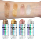 Brown Body Glitter Stick, Long Lasting Moisturizing Body Glitter for Women, Multi-Use Highlighter Makeup, Sparkling Face Glitter Mermaid Makeup for Kids, Travel Size for Daily, Festival, Party