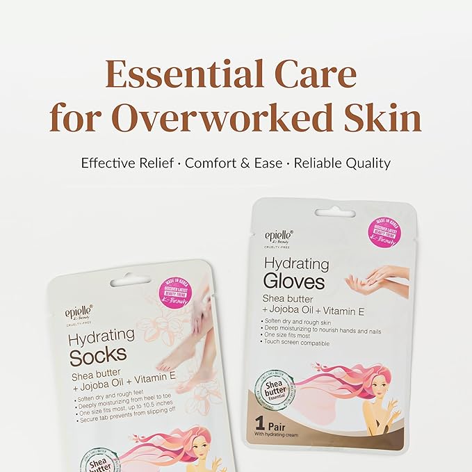 Epielle Hydrating Foot Mask 6 Pairs, Relieve and Soften with Shea Butter & Jojoba Oil, Deep Moisturizing Socks for Dry, Cracked Feet, Self Care Gifts for Women, Spa Kit, Stocking Stuffers