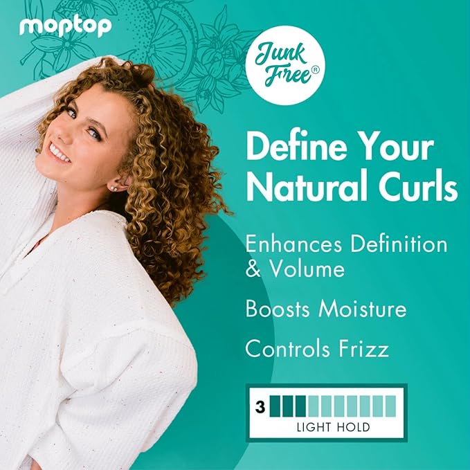 MopTop Curl Cream - Moisturizing Curl Activator for Frizz Control & Volume, Curl Defining Cream for Wavy, Curly & Coily Hair, Made with Junk-Free Natural Ingredients (Citrus Kumquat Fragrance, 6oz)