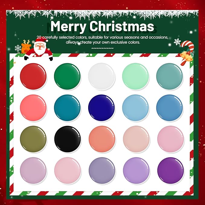 JODSONE Gel Nail Set 20+3 Colors High Shine Gorgeous Gel Polish Base Top Matte Coat Nice Gifts Show Charm
