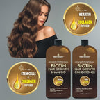 First Botany, Biotin Hair Growth Shampoo Conditioner Anti Hair Loss Thickening formula Collagen & Stem Cell For Hair Regrowth Anti Thinning Sulfate Free For Men Women Anti Dandruff Treatment 16 oz x2