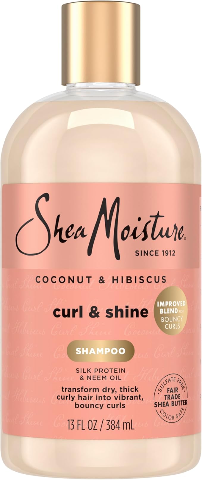 SheaMoisture Curl and Shine Coconut Shampoo Coconut & Hibiscus for Curly Hair Paraben Free Shampoo 13 oz