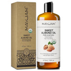 MAYJAM Sweet Almond Oil 16 Fl Oz, USDA Certified Pure and Natural Carrier Oil, for Skin and Hair Moisturizing, Hair and Body Massage Oil for Essential Oils Mixing (473ml)