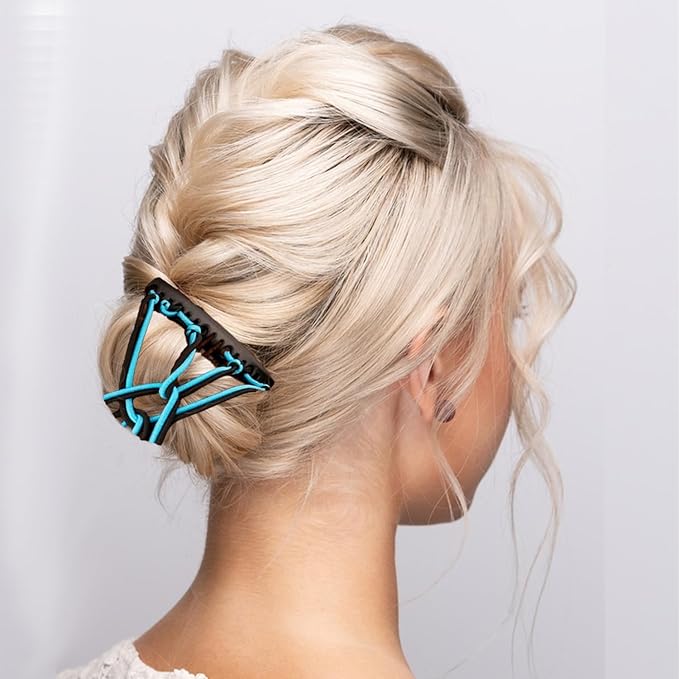 5 Pieces Magic Hair Comb Stretchy Double Comb Elastic Adjustable Hair Clips for Women Girls Vintage Hairstyle Multipurpose Hair Accessories (Black, Brown, Purple, Pink, Blue)