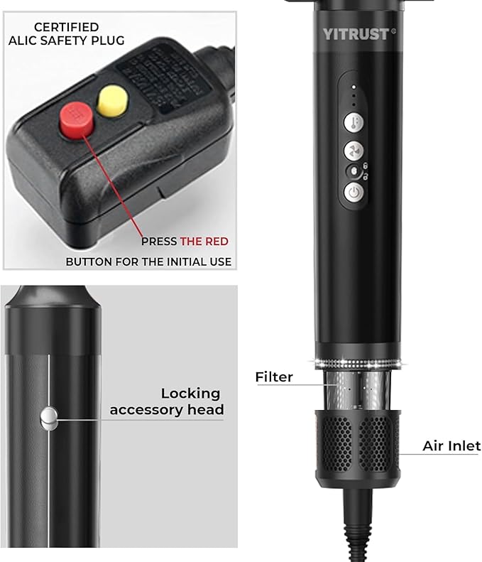 Blow Dryer Brush 7 in ONE，Autowrap Curling Wand, 110,000 RPM High-Speed Negative Ionic Hair Dryer with Diffuser Concentrator, Round Brush Blow Dryer Air Styler, Volumizing Hair Styling Tools