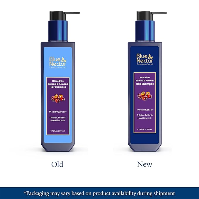 Blue Nectar Batana Oil Shampoo for Fuller & Stronger Hair | Suitable for Dry, Frizzy, Curly, and Wavy Hair | Redensyl Alternate | Organic Shampoo for Women & Men (6.76 Fl Oz, 17 Herbs)