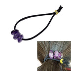 Elastic Hair Tie for Women Real Gemstone beads Ponytail Holders Hair Accessories hair elastic tie for Women Men (Lepidolite)