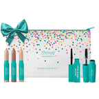 Thrive Causemetics Mini Makeup Essentials, Gift Set for Women, Deluxe Mini Liquid Lash Extensions & Volumizer Mini Mascaras, Brynn (Rich Black), Mini Eye Brightener Highlighter Sticks - 3 Shades