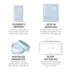 NuFACE Ultimate Glow Skincare Kit - Limited Edition Holiday Gift Set with Hydrogel Power Mask, Under Eye Patches, Prep-N-Glow Facial Wipes & Luxe Bag - Hydrating Skincare to Prep for Microcurrent, 4ct