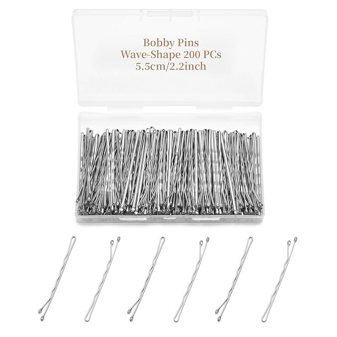 200 Pcs 2.2 Inch Wave-Shaped Bobby Pins Silver Metal Hair Pins Hair Accessories for Women Stylists Hair Sticks Girl