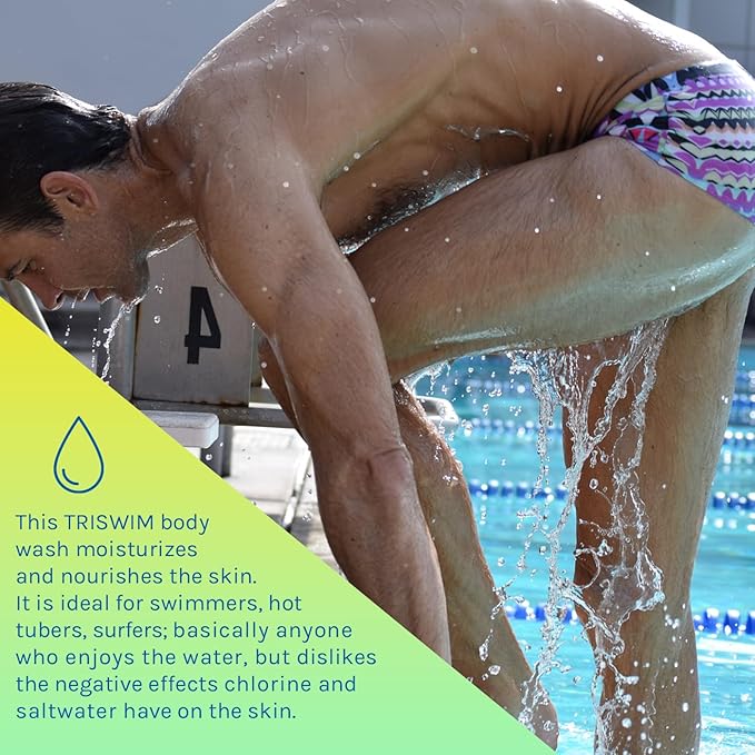 TRISWIM Chlorine Removal Body Wash Jug 64oz with Pump | After Swim Care | Moisturizing Chlorine Soap For Swimmers And Athletes, (Zen Lime + Mango)
