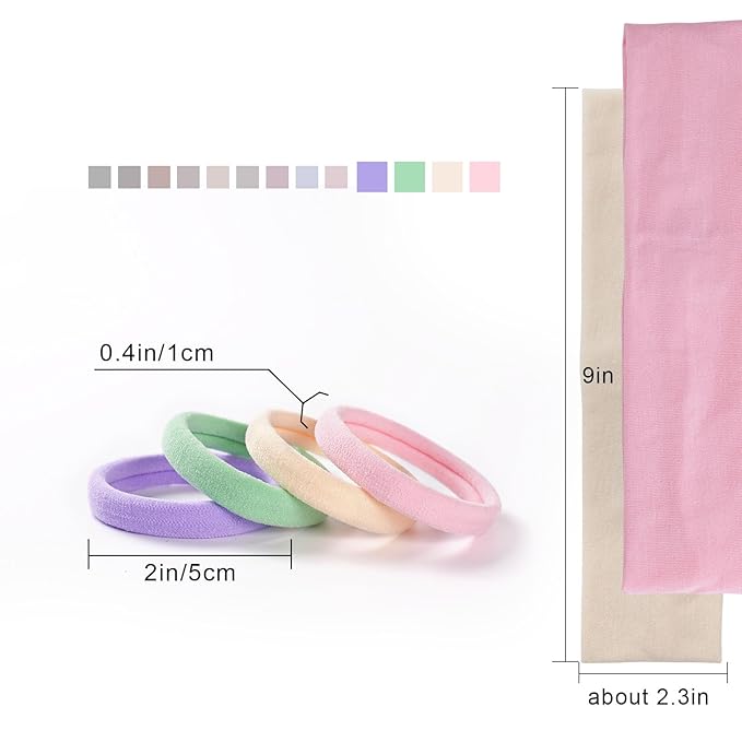 40PCS Hair Ties No Damage & Ponytail Holders, Hair Bands for Women's Hair, Hair Elastics for Thick Hair,Nylon Seamless Hair Ties Set (2in Spring)