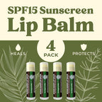 Earth's Daughter SPF Lip Balm Eucalyptus Mint Stocking Stuffers 4-Pack - Lip Sunscreen, SPF 15, Organic Ingredients, Beeswax, Coconut Oil, Vitamin E - Hypoallergenic, Gluten Free