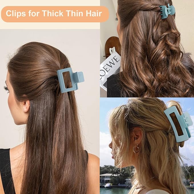 Mehayi 9 PCS Matte Hair Clips Claw for Women Girls, 3 Styles Nonslip Small Hold Strong Hold Cute Jaw Clip Barrettes for Thick Thin Long Short Hair, Fashion Acrylic Hair Clamps Styling Accessories