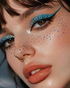 Blue Face Glitter - Waterproof and Long-Lasting Body Glitter Speckles, Sparkle Makeup Patches for Festivals and Parties (BLUE - 8 Sheets)