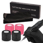 200Pcs Large Tattoo Machine Covers with Black Tattoo Pen Bags and 4Pcs Tattoo Machine Tape Grip Wrap