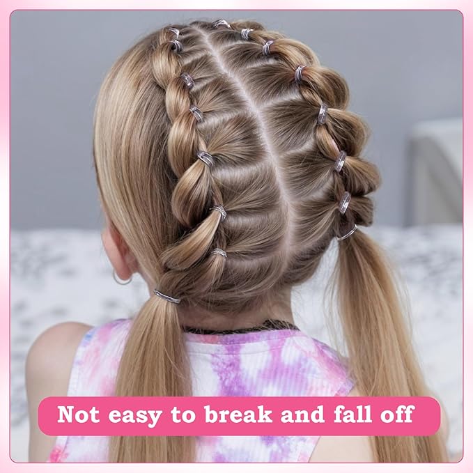 Clear Rubber Bands with 7 Hair Styling Tools, 1500 Pcs Elastic Ties Small Rubber Bands Baby Toddler Hair Ties for Girls Christmas Gifts