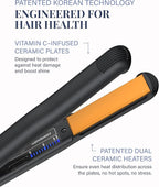 GLAMPALM Hair Straightener 1" Ceramic Flat Iron Infused with Vita C, Korea's No.1 Professional Salon Tool with 3D Swivel Cord & Dual Voltage,11 Heat Settings(220°–450°), 25s Fast Heat-Up (GP201)