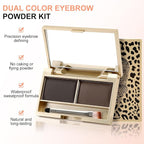 Boobeen Eyebrow Powder Kit, 2-color Waterproof Eyebrow Palette Makeup to Definer & Filler Brows, Eyebrow Color Powder Shape Natural Looking Brow - with Mirror Brush