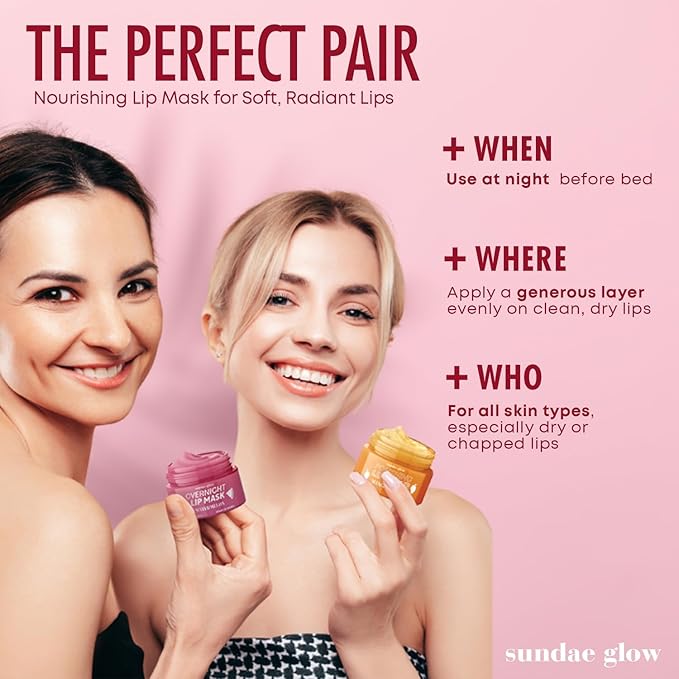 Lip Mask & Scrub – Watermelon, Mango & Vanilla – Hydrates, Exfoliates, Softens & Repairs Dry, Cracked Lips – Dermatologist Tested, Korean Skin Care – Vegan, Clean Beauty – Duo Pack