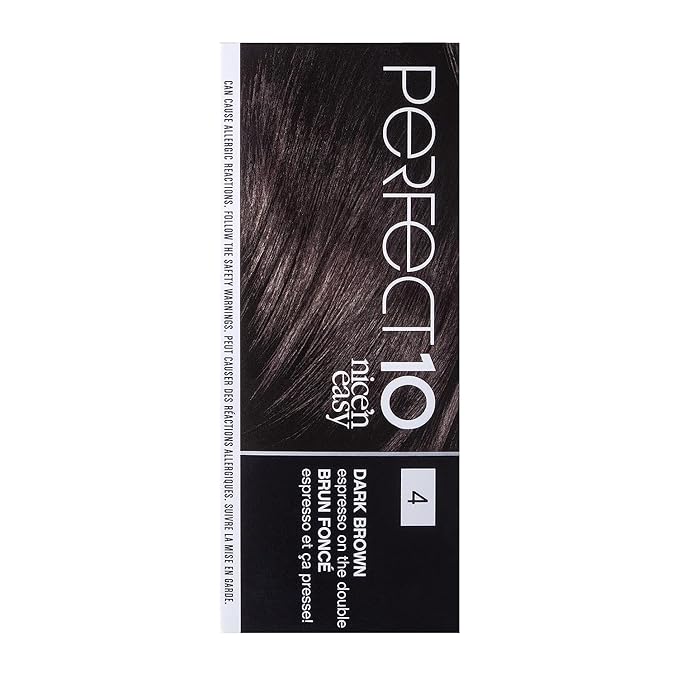 Clairol Nice'n Easy Perfect 10 Permanent Hair Dye, 4 Dark Brown Hair Color, Pack of 2