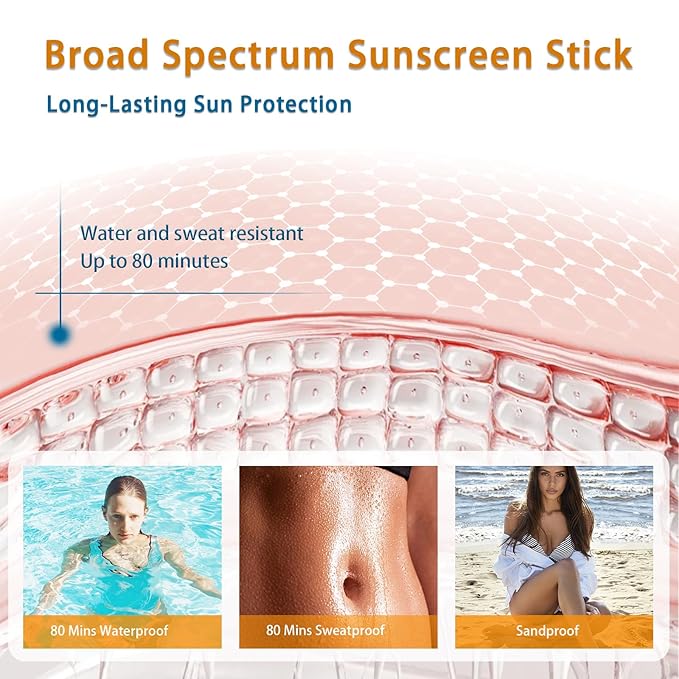 Reef Safe Sunscreen Stick SPF 50+ Broad Spectrum UVA/UVB Protection Water Resistant 80 Min Face & Body with Ceramides & Squalane Travel Size Sunscreen 0.63oz/18g (1 Pack)