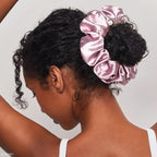 CEELGON Pink Big Satin Scrunchie 6.5 Inches Jumbo Scrunchies Silky Hair Ties Oversized Ponytail Holder for Thick Curly Hair Extra Large Hair Accessories for Women (Pink)