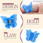 Butterfly Clips for Hair, Y2K Small Mini Hair Claw Jaw Plastic Aesthetic Accessories 90s Girls Women 8 Colors 50 Pcs (Neon Glow)