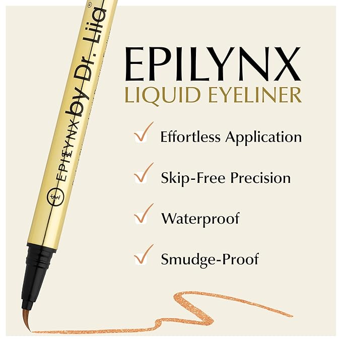 Liquid Eyeliner - Hypoallergenic Eyeliner with Fine Brush Tip, Long-Lasting Waterproof Eye Liner - Cruelty-Free, Vegan, Hypoallergenic, Gluten-Free, Smooth Liquid Eye Liner, Shimmer Gold Brown 2mL