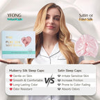 YFONG Double Layered 100% Mulberry Silk Bonnet for Sleeping Women, 22 Momme 6A Luxury Silk Sleep Cap with Elastic Band & Tie, Natural Night Wrap for Hair Care Short Long Curly Hair, Pink