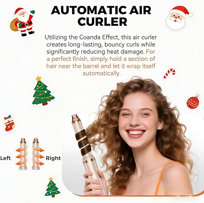 6 in 1 Hair Styler,110-120V Hair Dryer Brush,110,000 RPM High-Speed,Negative Ion & 4 Adjustable Temp Hot-Air Hair Brush,Detachable Hot Air Styler Set for Women (Pink Gold)