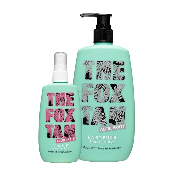 The Fox Tan Upsize Me Bundle, For Darker & Faster Tans, Creates Flawless, Long-Lasting Tan Skin, Vegan & Cruelty Free, 120mL + 300mL (2 Products)