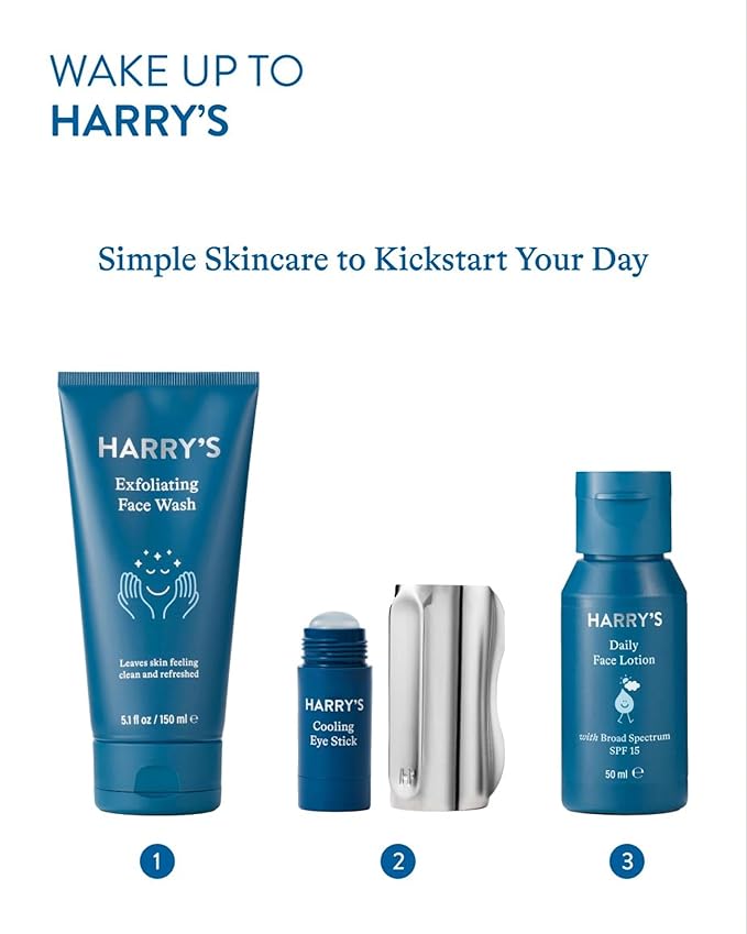 Harry's Cooling Eye Kit for Men - Gua Sha Depuffing Facial Massage Tool and Cooling Eye Stick