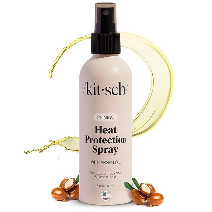 Kitsch Heat Protection Spray for Hair – Heat Protectant for Hair with Argan Oil – Styling Hair Spray for Frizz Control, Shine & Damage Protection – Protects Strands | Ideal Gifts for Women – 6.8oz
