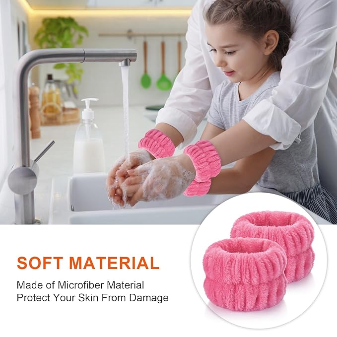 2pcs Wrist Bands for Washing Face Wash Wristbands Wrist Towels Arm Bands for Skincare Makeup Wrist Cuffs Spa Wrist Scrunchies