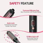 Negative Ion Thermal 1.5 Inch Brush for Blowout Look, Ceramic Curling Brush with Anti-Scald Nylon Bristles,10 Temps & Auto Shut-Off, Dual Voltage Travel Hair Styling Tool