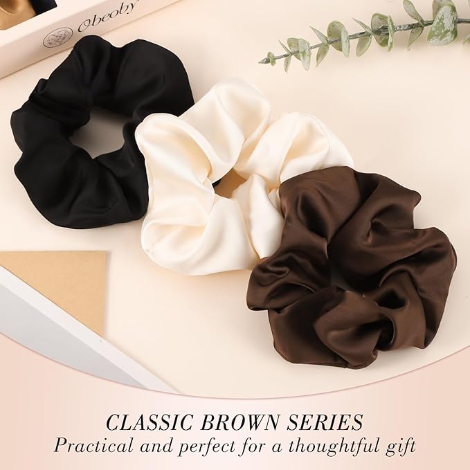 Large Satin Scrunchies, 8 Pack Sleepy Hair Tie Oversized 6inch Satin Scrunchies for Thick Hair Women Girl