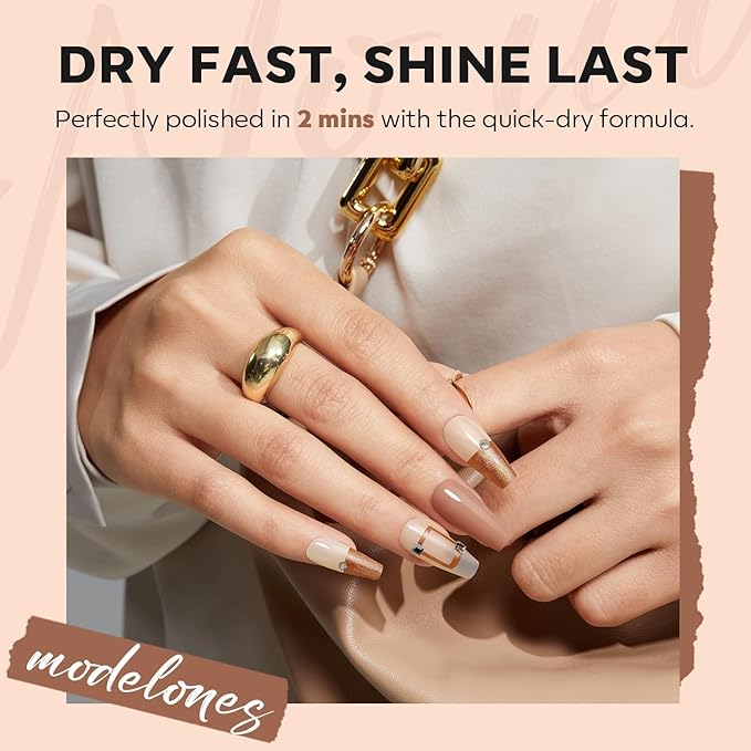 modelones Fall Nail Polish Set, 6 Colors Nude Brown Orange Metallic Bronze Quick Dry Mini Nail Lacquer Kit Shimmer Nail Art DIY Home Salon Manicure Gifts for Women Girls