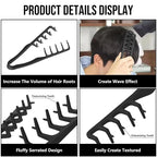 Volumizing Texture Comb, Wide-Tooth Hair Styling Comb for Men & Women, Fluffy Curly Texture Roots Volume Combs, Bangs Seam Grooming Styling Tool, Black