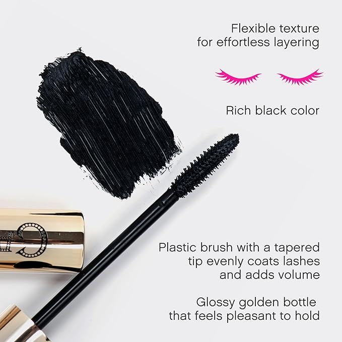 Vivienne Sabó Cabaret Premiere Black Mascara, Volume and Length, Defining, Curling, No Flaking, No Clumping, Smudge Proof, Washable, Cruelty-Free, Made in Europe, (01 Black), 0.6 Fl Oz, 2 Pack