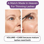 Rumi Cosmetiques VolumeCare+ Mascara For Mature Women - Extreme Length and Volume 2-in-1 Formula - No Clumps or Flaking, Long-Wearing, Hypoallergenic Mascara For Sensitive Eyes (Natural Black)