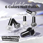 modelones Nail Polish Set, 6 Colors White Black Nail Polish with Magnet Glitter Cat Eye Magnetic Non Toxic Quick Dry Fingernail Polish Salon Home DIY Gifts For Women Girl
