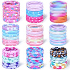 54Pcs Hair Ties for Girls and Women, Nylon Hair Elastics Hair Bands Ponytail Holders Soft Hair Ties No Damage for Girls Thick Straight Curly Hair Multi-colored