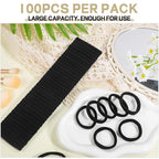 obeoby 100PCS Hair Ties for Thick Hair, Seamless Nylon Elastic Ponytail Holders, Bulk Black Hair Bands & Elastics for Women Girls