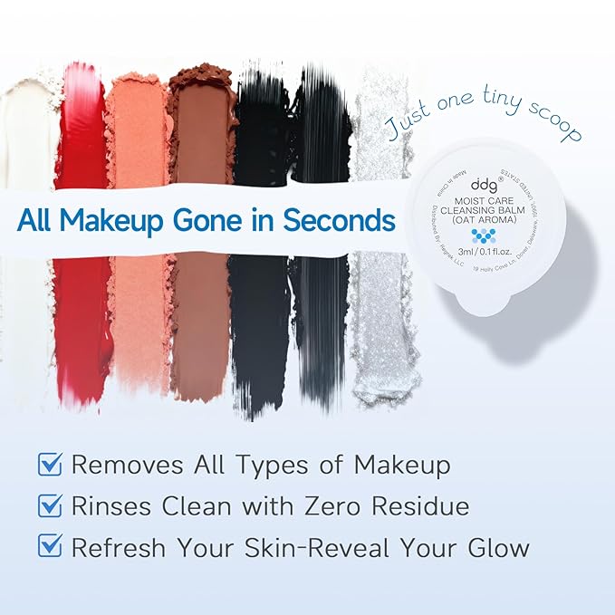 ddg Travel Size Cleansing Balm–Travel-Friendly Makeup Remover for Waterproof Makeup,Sensitive Skin,Vegan Hydrating Formula,Individually Wrapped,10 packs,Holiday Gift