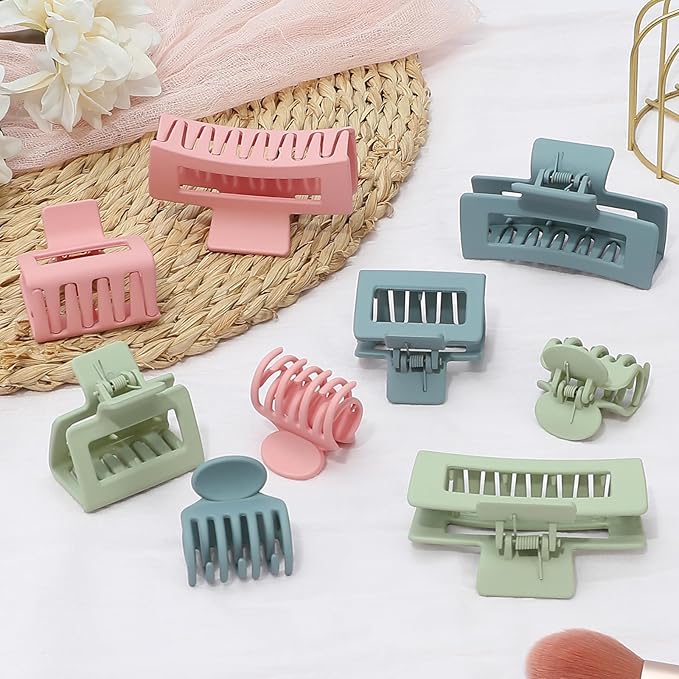 3 Style Hair Accessories for Women: Medium Rectangle Clips for Thick Hair, Square Clips for Thin Hair - 9 pcs Colorful Set
