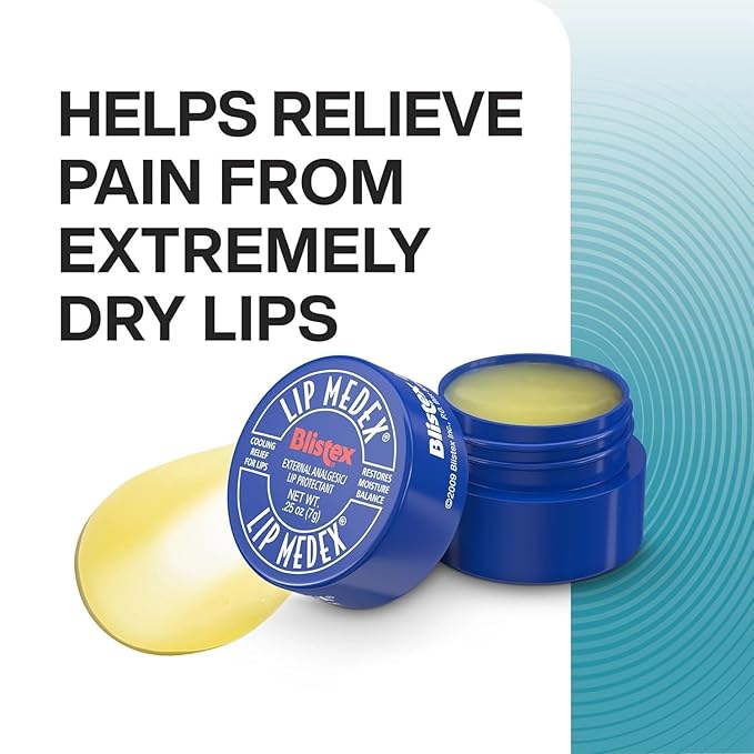 Blistex Lip Medex, 0.25 Ounce, 3 Count, Medicated Relief with Immediate Cooling, Soothes & Protects, Advanced Hydration, Restores Healthy Moisture Balance to Lips, Stocking Stuffer for Women & Men